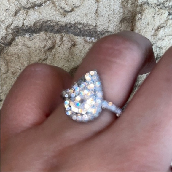 Water Drop Pear Shaped Ring for Sterling Silver Wedding Engagement CZ Sparkly - Picture 9 of 9
